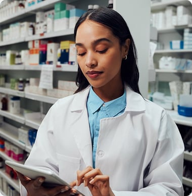 Pharmacist on tablet